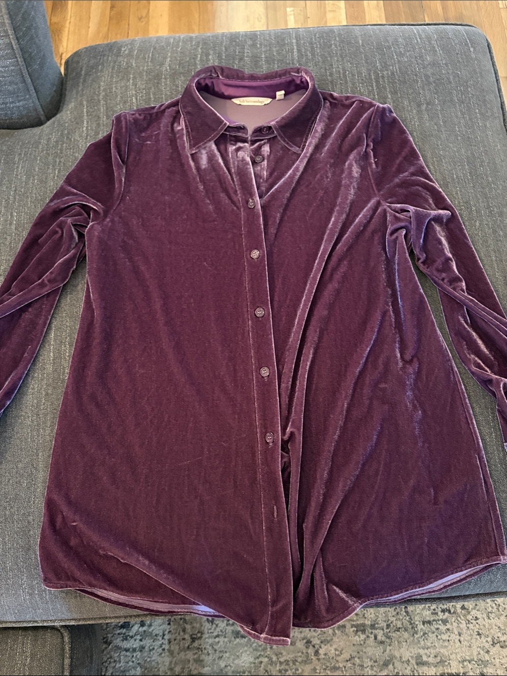 Soft Surroundings Velvet Button-Front Tunic - Plum